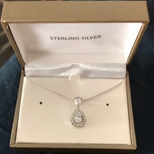 Sterling silver and cubic zirconia drop necklace